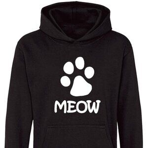 New Meow Paw Black Hoodie Fleece Sweatshirt